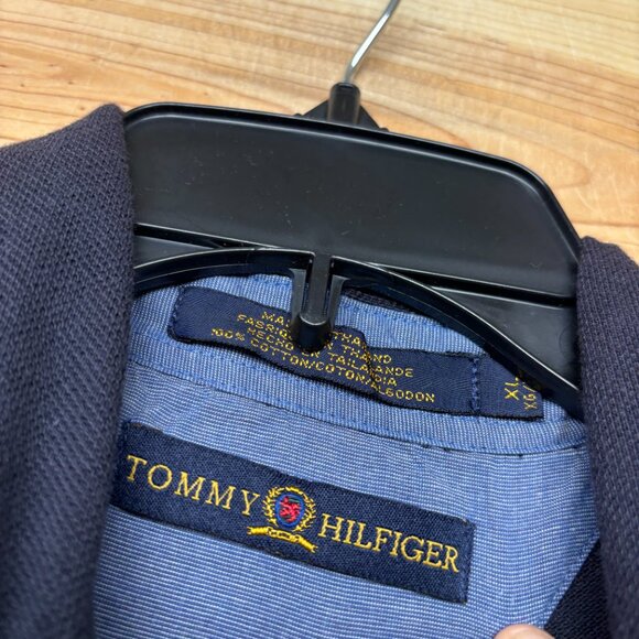 Vintage Tommy Hilfiger Polo Shirt Mens XL Blue Navy Anchor Boating Nautical Knit - Picture 4 of 11